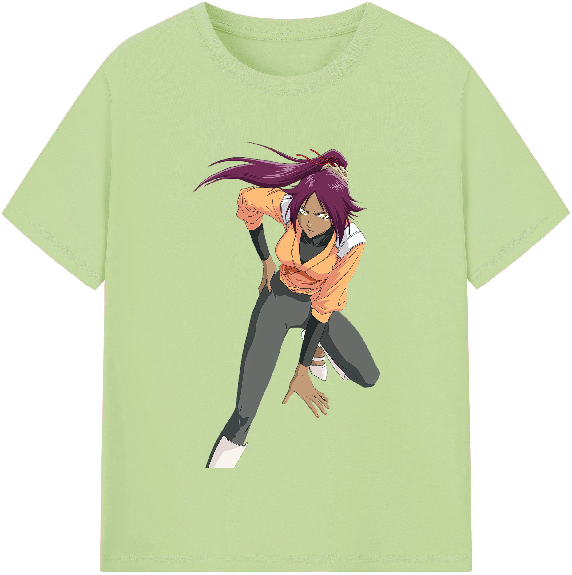 （画像用） ブリーチ 四楓院 夜一（しほういん よるいち） BLEACH Shihouin Yoruichi 綿100％半袖Tシャツ（フロントプリント）